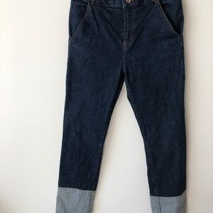 Massimo Dutti Jeans  Size 8 - Folded Cuff - Gold Hardware - Dark Denim